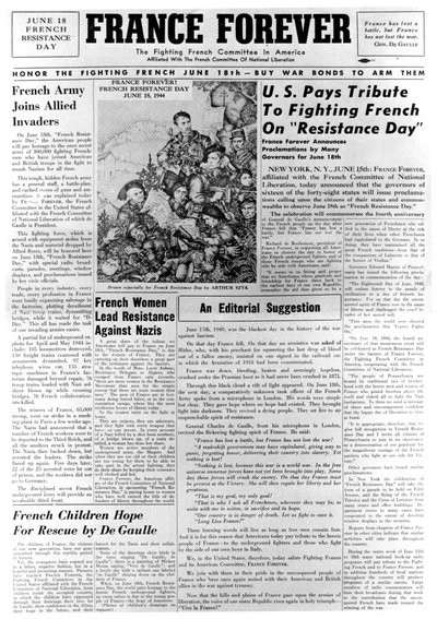 永远的法国，报纸，1944年6月18日 作者 不明