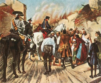 1758年8月25日，在佐恩多夫战役之前，弗雷德里克大帝在库斯特林的废墟中。 作者 不明