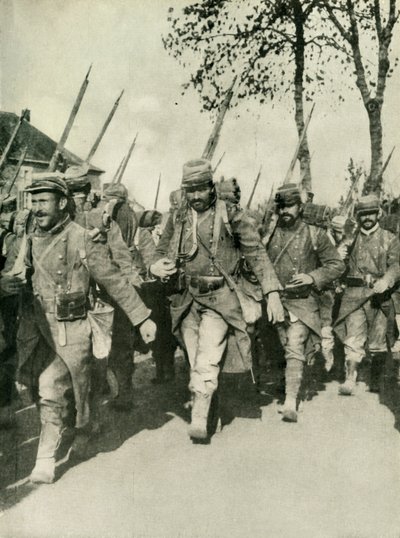 第一次世界大战，1914-1918，c1920年的法国军队进军。 作者 不明