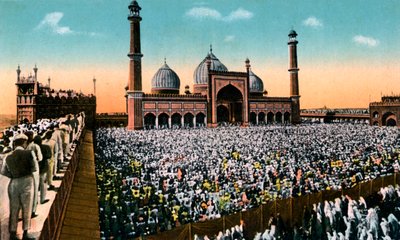 星期五祈祷，20世纪初，印度德里的贾玛清真寺（Jama Masjid） 作者 不明