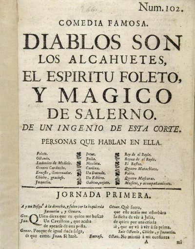 Frontispiece of "Diablos son los alcahuetes, el espiritu foleto, y magico de Salerno" 作者 不明