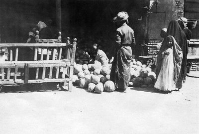 第一次世界大战，美索不达米亚，巴格达，水果摊，1918年 作者 不明