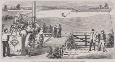 加勒特父子双缸蒸汽犁发动机和钓具，c1862 作者 不明
