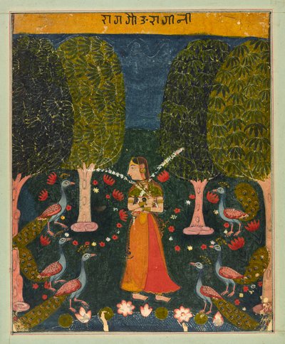 Gauri Ragini，来自Ragamala的对开本，约1625-1630。 作者 不明