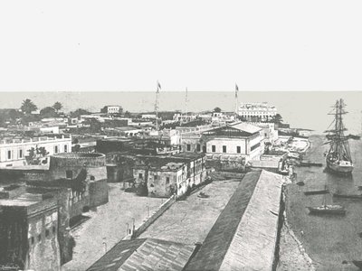 首都桑给巴尔的全景，1895年。 作者 不明