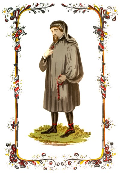 杰弗里·乔uc（Geoffrey Chaucer），14世纪英国作家，诗人，哲学家，官僚和外交官，c1850年 作者 不明