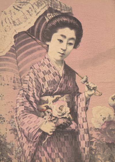 扛着遮阳伞的女孩，约1900年 作者 不明