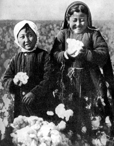 棉田里的女孩，哈萨克斯坦，1936年 作者 不明