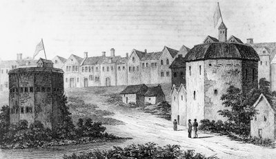 Globe Theatre，Bankside，Southwark right and the Bear Garden，c1597 1825 作者 不明