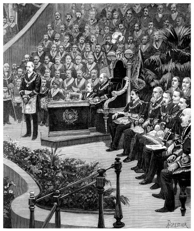 共济会大聚会，1887年 作者 不明