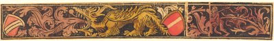带有龙、盾牌和野人的怪异条纹，约1475-1500。 作者 不明