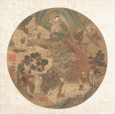 观音菩萨和十六罗汉，16-17世纪。 作者 不明