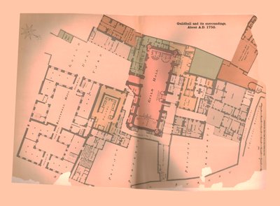 伦敦市政厅市政厅计划，c1750，1886年 作者 不明
