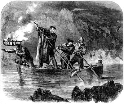 吉塞普·加里波第（Guiseppe Garibaldi）在卡普雷拉（Caprera）附近的晚上捞鱼，1860-61年 作者 不明