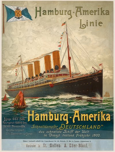 汉堡-美国线。德国，汉堡，1899年 作者 Unbekannt