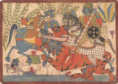 Harishchandra和他的部长杀死哈里桑德拉系列（1800-1850）的老虎对开本。 作者 不明