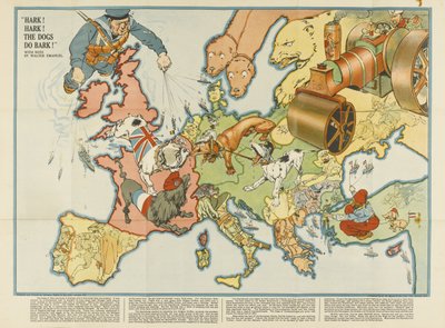 ！ ！狗吠！ 1914年欧洲讽刺地图 作者 Unbekannt