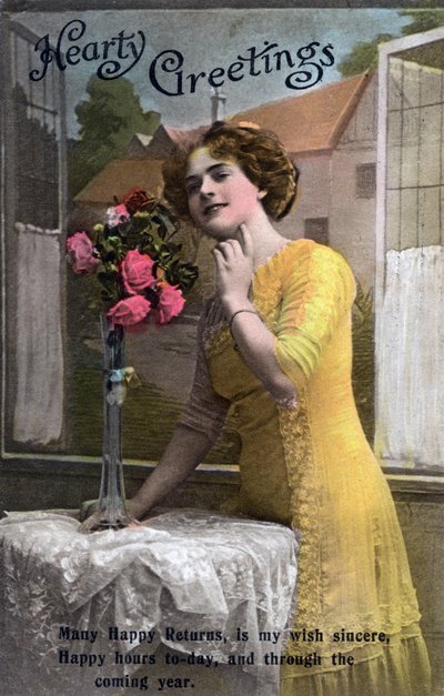 衷心的问候，生日贺卡，c1918 作者 不明