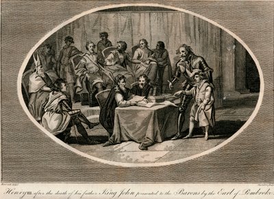 彭布罗克伯爵将亨利三世赠予男爵，1216年1793年 作者 Unbekannt
