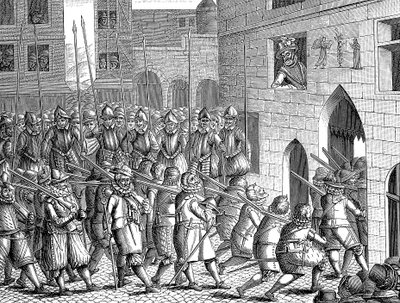 法国的亨利四世（Henry IV）观看西班牙人从巴黎出发，1594年3月22日 作者 不明