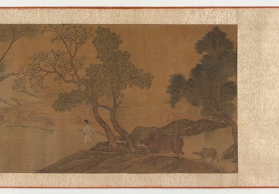 牧童和水牛穿越溪流，16-17世纪。 作者 不明