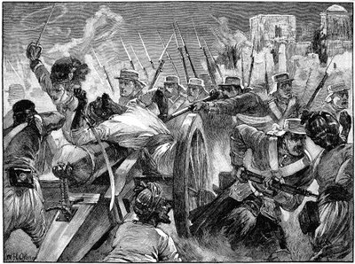 高地人于1857年7月16日在印度兵变中的Cawnpore俘获了诱骗者的枪支c1895 作者 不明
