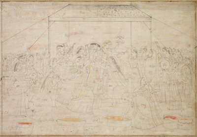 印度春节克里希纳穿着春节的胡里节女装，c。 1790年。 作者 不明