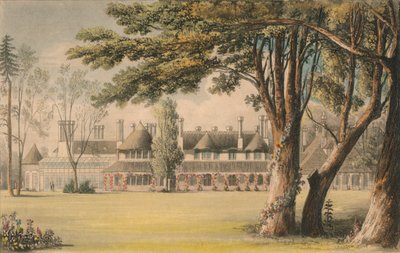 从草坪看的Ma下小屋，1823年。 作者 不明