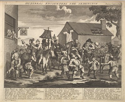 Hudibras遭遇Skimmington板块7：塞缪尔·巴特勒（Samuel Butlers）的插图Hudi ...，1725-30。 作者 不明