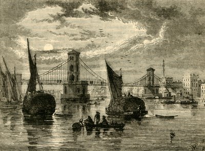 亨格福德吊桥，1850年，1881年。 作者 不明