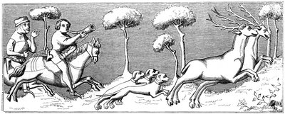 带狗的狩猎鹿，14世纪，1849年 作者 不明