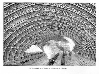 伦敦圣潘克拉斯火车站内部，1865年 作者 不明