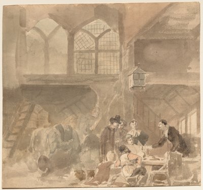旅馆内部，1800年代。 作者 不明