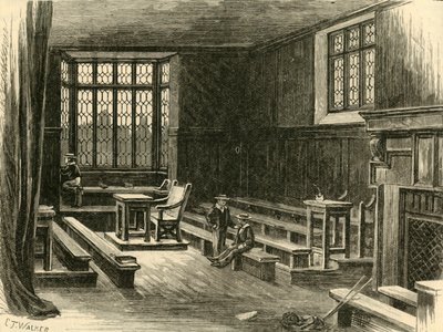 老学校房间的内部，1898年。 作者 不明