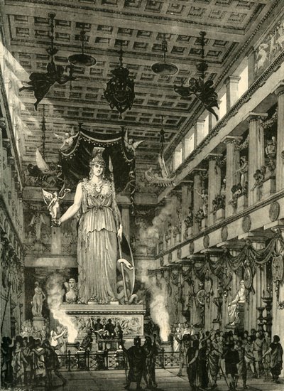 帕台农神庙的内部，恢复，1890年。 作者 不明