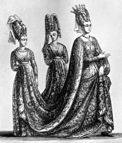 巴伐利亚州的伊莎贝拉（Isabella）戴着叉状头饰，1435年，1910年 作者 不明