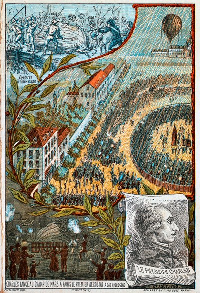 雅克·查尔斯（Jacques Charles）从1783年至1890年代在巴黎战神广场（Champ de Mars）发射了他的第一个浮空器。 作者 不明