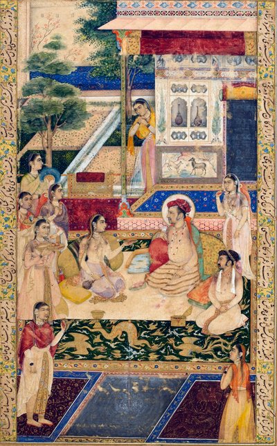 贾汉吉尔（Jahangir）和库拉姆亲王（Prince Khurram）与努尔·贾汉（Nur Jahan），c1624-1625年 作者 Unbekannt