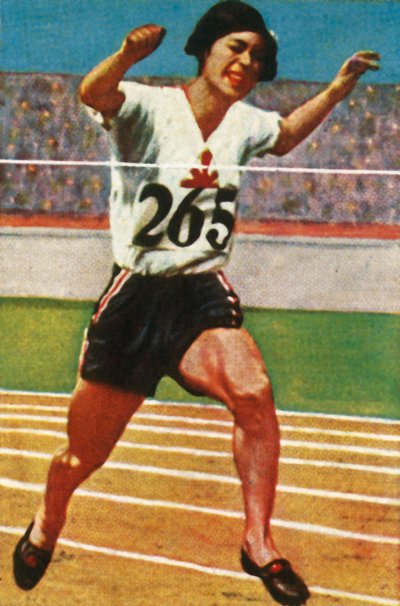日本运动员Kinue Hitomi在1928年的女子800米比赛中获得银牌。 作者 不明