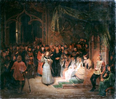圣女贞德在国王查理七世面前，1429年2月，约1811-1858年 作者 Unbekannt
