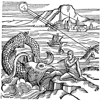 约拿（Jonah）被鲸鱼喷涌而出，1557年 作者 不明