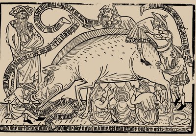 Judensau犹太母猪，约1470年。 作者 不明