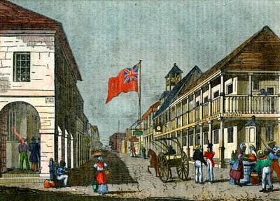 牙买加金斯敦，海港街和国王街的交界处，约c1835 作者 不明