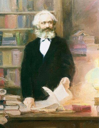 马克思在他的书房里。约于1875年 作者 不明