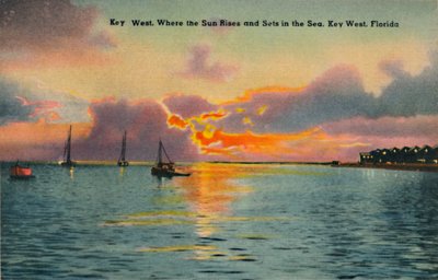 基韦斯特。太阳升起并落入大海的地点，佛罗里达州基韦斯特，c1940年代 作者 不明
