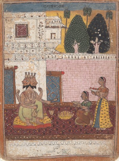 Khambavati Ragini ...来自分散的Ragamala系列音乐模式花环，1700-1725年。 作者 不明