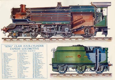 1935年，大西部铁路特大四缸特快机车。 作者 Unbekannt
