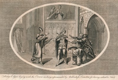 埃德加国王（Edgar King）放下王冠，被邓斯坦大主教（C960s 1793）重新宣判 作者 不明