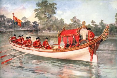 乔治五世国王和玛丽皇后在州驳船上访问亨利·赛加，1912年 作者 不明