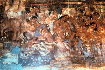 Mahajanaka国王听Vivali王后讲话，Ajanta石窟壁画，印度，公元1-5世纪 作者 不明
